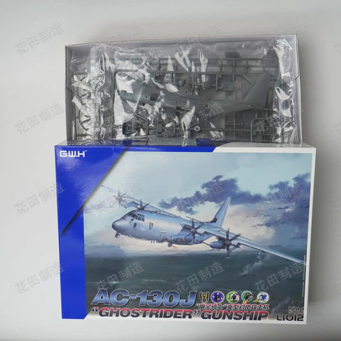 AC 130J Ghostrider Gunship Military Aircraft Model Kit 1 144 Scale box and plastic sprues