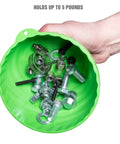 Six Inch Magnetic Nut Cup Bowl Holds Nuts, Bolts And Small Parts On Any Ferrous Metal Surface, Green Coated Magnet in hand