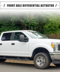 Heavy Duty 4WD Front Drive Actuator For Chevy Silverado Avalanche And Cadillac Escalade K1500 K2500 4X4 Differential Axle Motor installed on white truck.