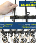Ceiling Mount Fishing Rod Holder For Six Rods Ultimate Garage Storage And Easy Access Organization horizontal rack close-up.