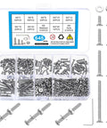 645 Piece M2 Screw Assortment Kit With 304 Stainless Steel Countersunk Flat Head Hex Socket Cap Screws Washers And Nuts