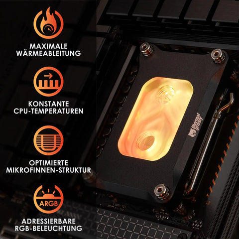 Straight Fire Performance AMD AM5 And AM4 CPU Waterblock Delivering Sick RGB Glow with Nickel Plated Copper Cold Plate and Microfins.