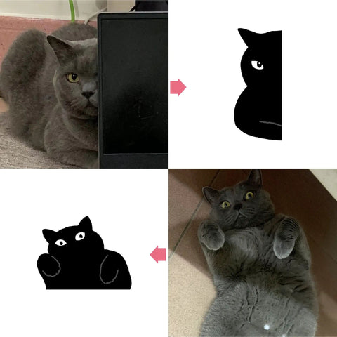 Six Pack Cute Cat Magnetic Bookmarks Clip Set for Readers and Students, Assorted Styles, black cat design with real cat.