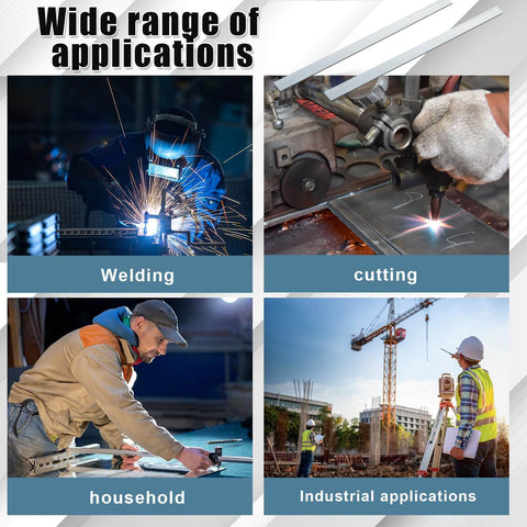Collage showing applications of metal bars: welding, cutting, household use, and industrial applications with construction site.