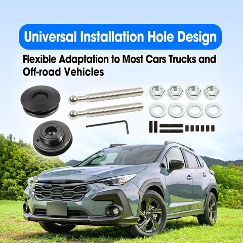 Heavy Duty Two Pack Quick Release Hood Latch 2 44 Inch Forged From Lightweight Aluminum Alloy Rock Solid Construction For Race Cars And Trucks With Snappy Operation And A No Sweat Bolt On Swap Install with universal installation components.