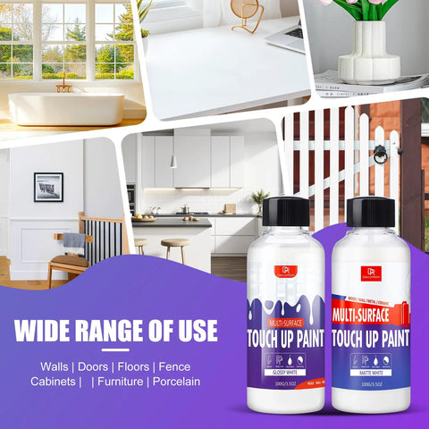 White Touch Up Paint Pen 7oz Multi Surface Quick Dry Repair for Walls Doors Cabinets Wood Furniture Bathtubs Tiles and Radiators Easy DIY Fix Dries Fast in Two Hours Per Layer Fully Cures in 24 Hours Glossy or Matte Finish