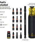 14 In 1 Adjustable Screwdriver With Flip Socket For HVAC Includes 1/4 In And 5/16 In Nut Drivers 12 Bits In Handle Impact Rated
