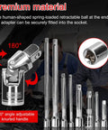 Ultimate 16 Pc Socket Accessory Kit With Extension Bars Universal Swivel Joints And Drive Reducers chrome vanadium steel, 180° adjustable