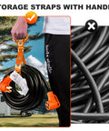 Person holding a 30 Foot 50 Amp RV Extension Cord With Grip Handle Built For Tough Jobs, Heavy Duty STW 6 3 And 8 1 Gauge cord organizer.