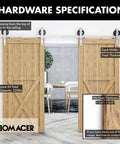 Brushed Nickel Sliding Barn Door Hardware Kit For Double Doors 7 Foot Flat Track Spoke Wheel Rollers shown installed