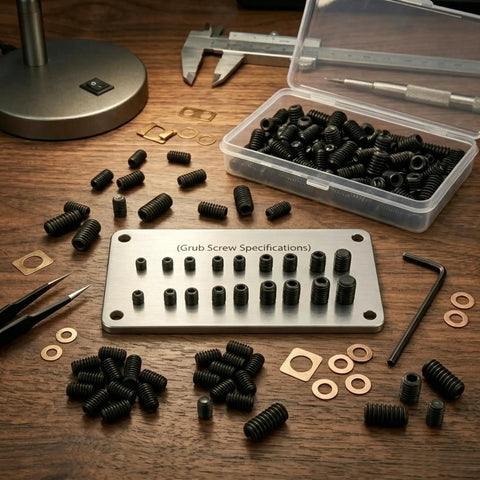 105 Piece Screws Set With Hex Wrenches, M3 M4 M5 M6 M8 Size Range, organized screws and hex wrench on a wooden table
