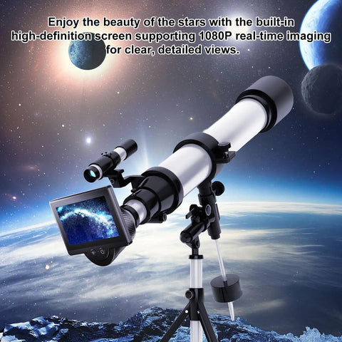 WiFi Digital Eyepiece For Telescopes With 4.3 Inch HD Screen And 1080P Real Time Imaging in use for stargazing.