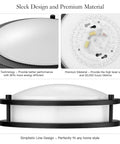 12 Inch LED Ceiling Light Fixture Dimmable 20W Flush Mount With Three Color Temperatures 3000K 4000K 5000K Black ETL Listed
