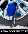 Ergonomic Wheel And Rim Cleaning Brush With Ultra Soft Bristles For Tires And Rims Rubber Lined Sides For A Firm Grip 10.3 Inch