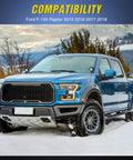 Ford F-150 Raptor with Heavy Duty Ditch Light Bracket Kit For Ford F150 Raptor Hood Hinges Mounts For Offroad LED Pods And Work Lights 2015 2016 2017 2018