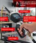 Heavy Duty Workhorse Three To One Air Operated Oil Pump Kit Featuring Digital Meter Gun with LCD display and ergonomic handle.