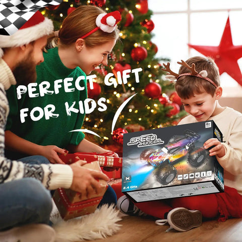 Family opening Rad 2WD Off Road RC Truck With Bright LED Headlights And Body Lights All Terrain Remote Control Car gift