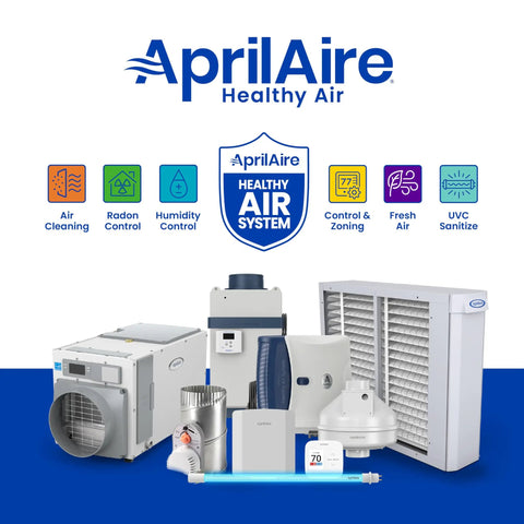 AprilAire Healthy Air System components including air filters and purifiers for whole house air quality improvement and allergy relief