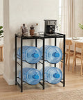5 Gallon Water Jug Holder 2-Tier Stand With Tabletop Shelf Built To Last Heavy-Duty Carbon Steel Build For Easy Countertop Organization