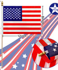 12 Pcs 8x12 Inch American Flags On Wooden Sticks 17.5 Inch Tall Outdoor Handheld Flags Dual Sided Vivid Polyester