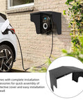 Badass Electric Vehicle Charger Cover Outdoor Protective Roof For Wall Boxes And Charging Piles Heavy Duty Carbon Steel Shield mounted on a wall above EV charger.