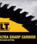 Close-up of a 10 Inch General Purpose Saw Blades Combo Pack 40T 60T showing ultra sharp carbide teeth for killer clean cuts.