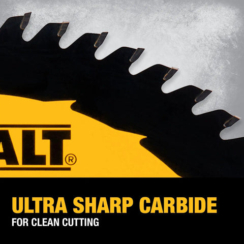 Close-up of a 10 Inch General Purpose Saw Blades Combo Pack 40T 60T showing ultra sharp carbide teeth for killer clean cuts.