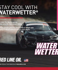 Water Wetter Super Coolant Additive 12 Pack Of 12 Oz Bottles boosts engine cooling, featured on a racing car in action.