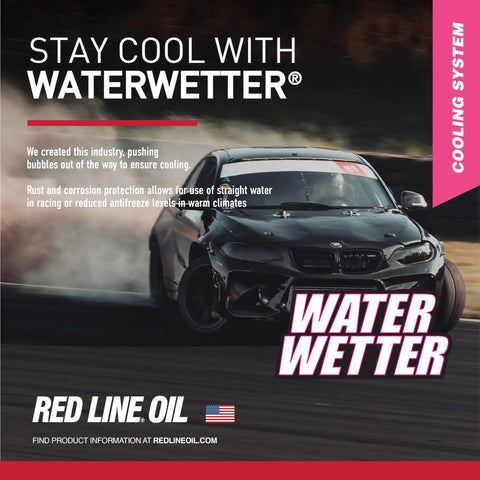 Water Wetter Super Coolant Additive 12 Pack Of 12 Oz Bottles boosts engine cooling, featured on a racing car in action.