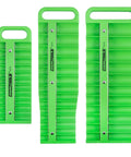 Three Pack Portable Magnetic Socket Organizer Tray For One Quarter Inch, Three Eighth Inch, And One Half Inch Drive Sockets, green trays