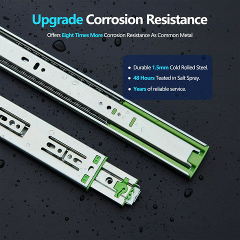 Two Pairs 18 Inch Soft Close Drawer Slides Beefy Heavy Duty Full Extension Ball Bearing Self Closing Side Mount