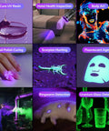 365Nm UV Black Light Flashlight With LCD Display Rechargeable 30W Ultraviolet Flashlight in various detection uses like scorpion hunting and resin curing.