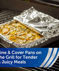 Everyday Strength Aluminum Foil Roll 75 Feet Long By 12 Inches Wide 75 Square Feet Heavy Duty Kitchen Wrap covering grilled food