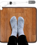 Under Desk Heated Floor Mat With 10 Temperature Levels And 3 Timers, 110V Electric Cozy Foot Warmer Pad For Home Office, feet in socks