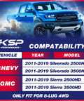 Compatibility chart for Beefed-Up Adjustable Forged Torsion Bar Key For Chevy GMC Heavy-Duty Trucks 2011-2019 2500HD 3500HD 8-Lug