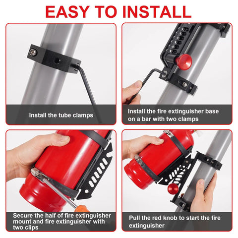 Quick Release Fire Extinguisher Mount Bracket For Offroad Jeeps And Utvs Secures 1-10 Lb Extinguishers On Roof Racks installation guide