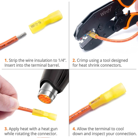 Must Have Pro Grade Heat Shrink Spade Connector Kit With 250 Pcs Quick Disconnect Terminals Male And Female 22-10 Gauge in use
