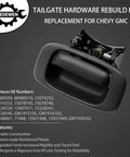 Heavy Gauge Steel Direct Replacement Rear Tailgate Handle Kit For Chevy Silverado 1500 2500 3500 1999 To 2006 top view with latch mechanism.