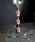 Beast Cobalt Drill Bit Set 13 Pieces 1 Sixteenth To 1 Quarter Inch M35 High Speed Steel drilling into metal surface