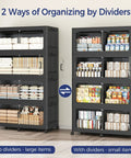 4 Tier Go To Stackable Storage Bins With Lids On Wheels 640 Qt Total Capacity Large Plastic Drawer Organizer in use showing dividers