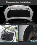 Car Truck Sound Deadening Mat 16Square Feet Heavy Duty Noise Dampening Heat Shield installed in hood, door, and front fender.