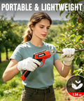 Woman using Cordless Electric Pruning Shears With 0.7 Inch Cutting Diameter 4000mAh Battery SK5 Blades for tree branch trimming in garden