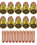 Pro Grade TIG Stubby Gas Lens Collet Bodies Kit 3/32 Inch 2.4mm 10N24S assorted sizes with collets and gas lenses