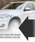 White car with 2 Pack Car Bumper Clips Hook Lock Kit With Carbon Fiber Hood Pins Toggle Clamp attached, highlighting car's style.
