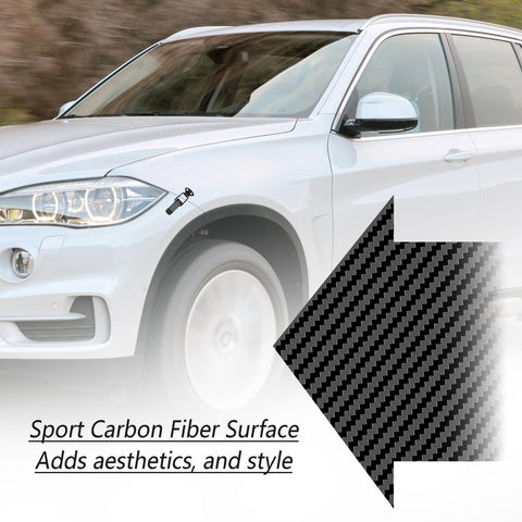 White car with 2 Pack Car Bumper Clips Hook Lock Kit With Carbon Fiber Hood Pins Toggle Clamp attached, highlighting car's style.