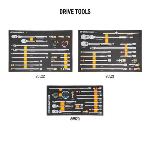 Drive tools from 791 Piece Master Mechanics Tool Set With Premium Modular Foam Trays And GSX Mobile Tool Storage