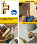 Front view of brass Gulfmew 30 PSI boiler pressure relief valve with 3/4" female NPT fittings