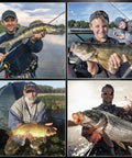 Anglers holding fish caught using Baitholder Worm Hooks 30 Pcs 3X Strong Long Shank For Bass Drop Shot Rigs Flippin Bait Holder.