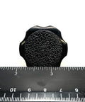 Three Eighths By One Inch Thumb Screw Bolts With Black Round Hex Head Clamping Knob And Plastic Cap Grip in 304 Stainless Steel close-up