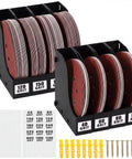 8 Pack Sandpaper Storage Organizer Boxes For 5 Inch Sanding Discs, Tool Storage Set With Grit Labels, Expansion Screws And Connectable Modular Rack Holds Up To 30 Discs Per Box Black